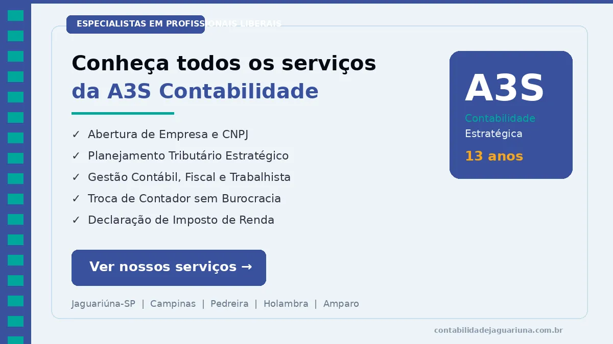 Banner CTA - Conheça Nossos Serviços Contábeis em Jaguaríuna